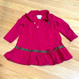 Ralph Lauren pink polo shirt ruffle dress 9m baby girl